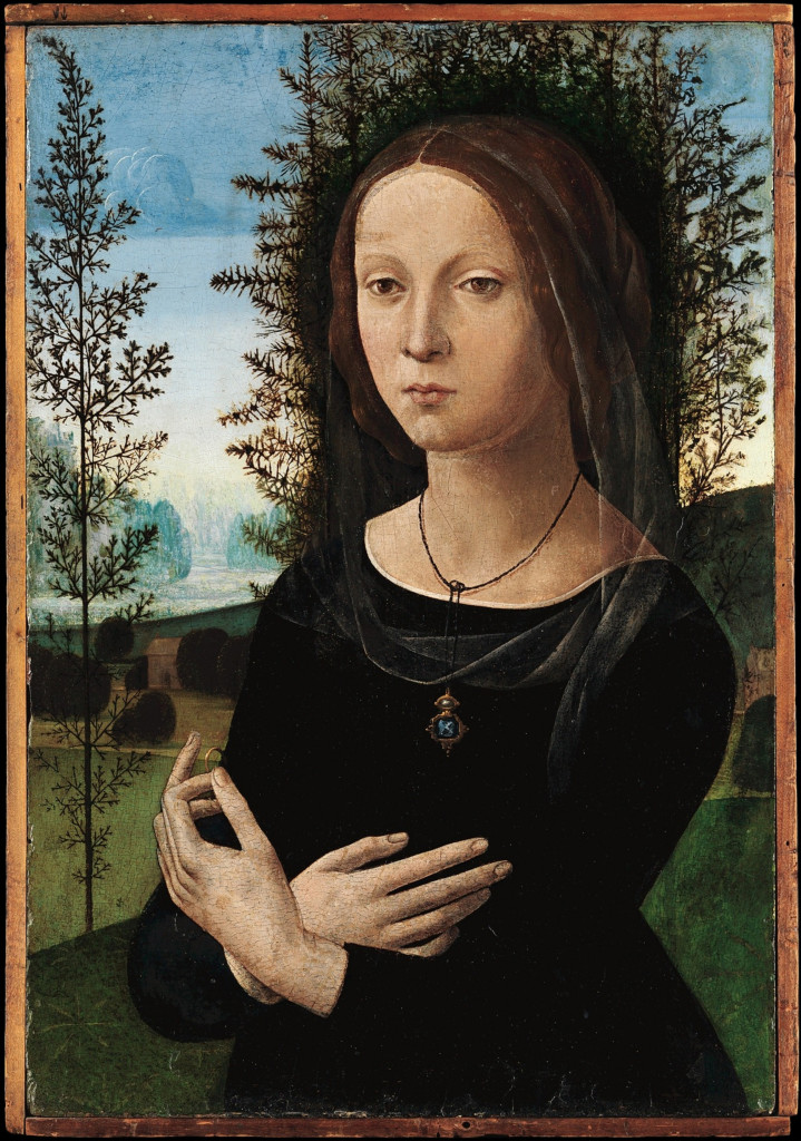 Podobny szal w portrecie kobiecym Lorenzo di Credi